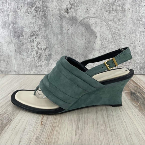 Tory Burch Puffy Straps Thong Wedge Sandals Sz 10.5 - Picture 1 of 12